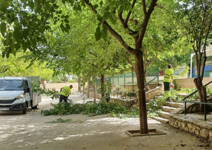 Parcs i Jardins d’Ontinyent executa tasques de manteniment en 85.000 m2 de zones verdes escolars amb motiu de l’inici de curs