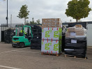 La recollida d’ajuda humanitària d’Ontinyent arribarà dilluns als sis camions trailers i més de 120 palets