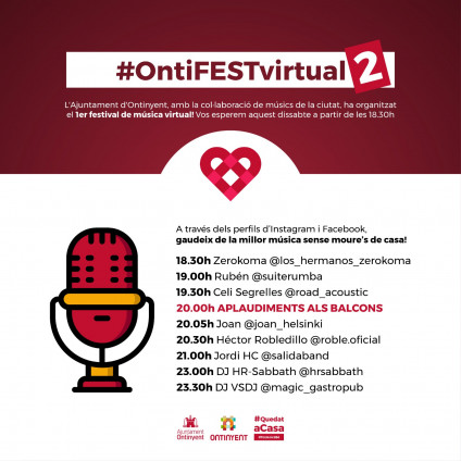 «OntiFESTvirtual» torna ser punt d’encontre a les xarxes amb música en directe des d’Ontinyent i La Vall